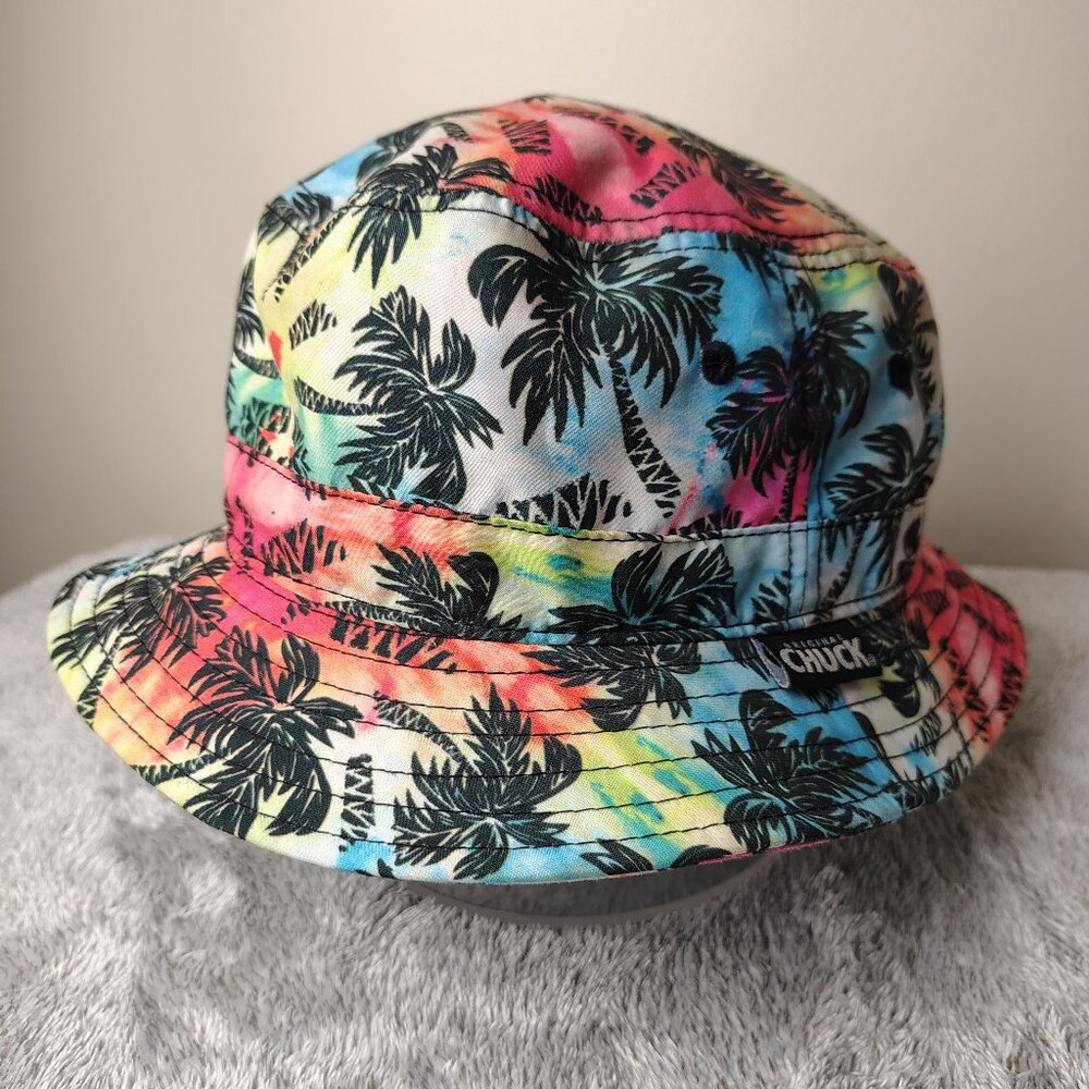 ORIGINAL CHUCK Bucket Hat Adult One Size Tie Dye Palm Trees Print Summer Casual